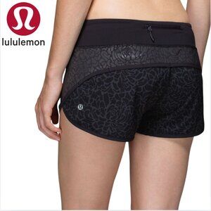 Lululemon Run: Women's Speed Short: Petal Camo Printed Black Deep Coal - 8